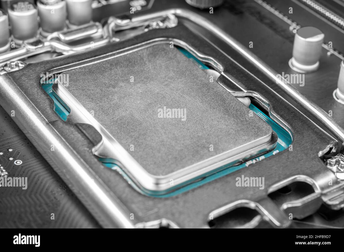 modern cpu, installed in motherboard, rising cost and shortage of chips  concept, rising prices and shortage of microchip, chips, shortage of  microproc Stock Photo - Alamy