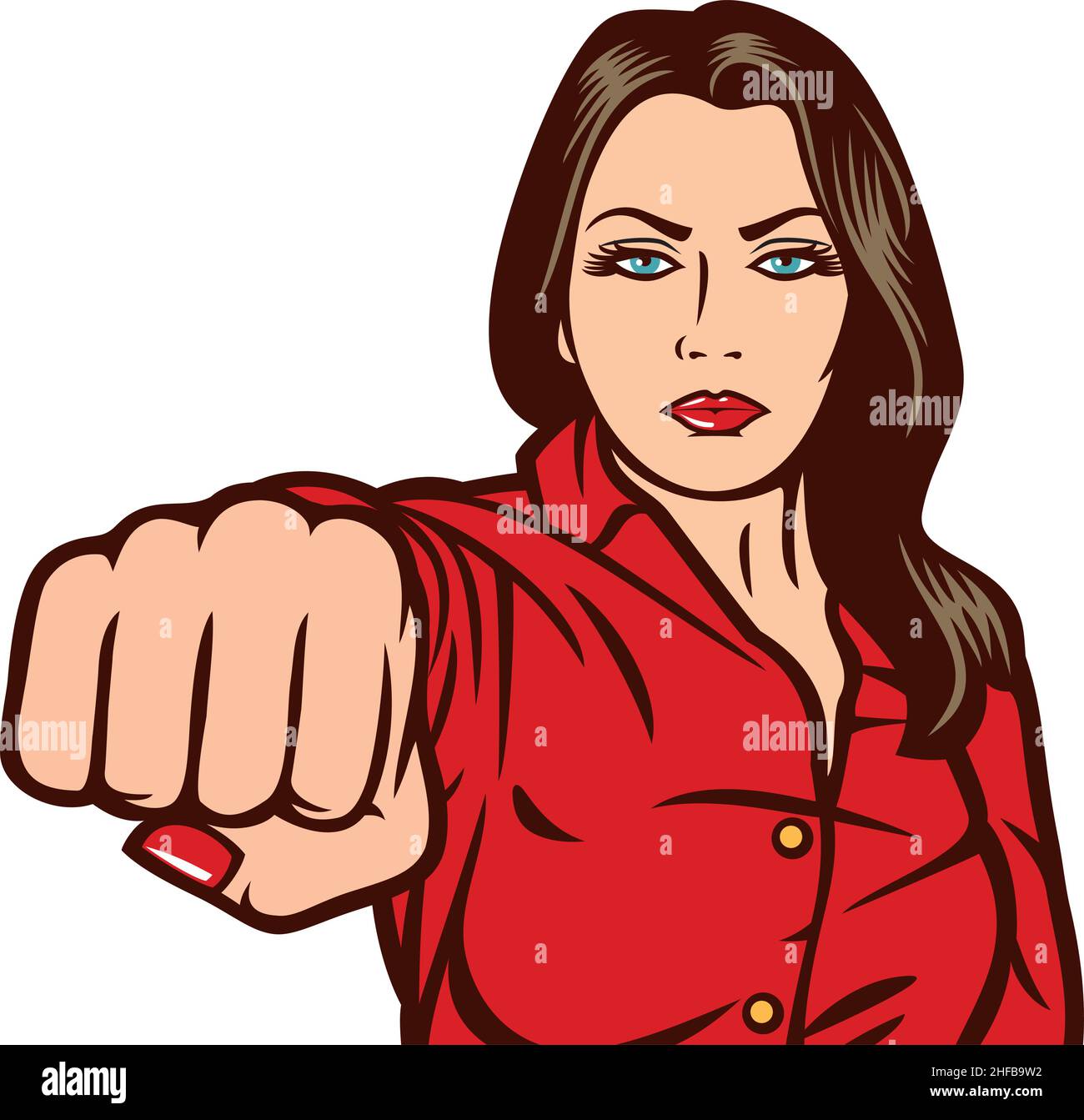 Pop art woman punching vector illustration Stock Vector