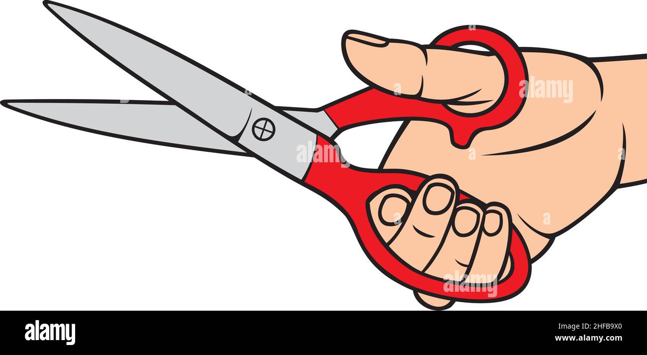 Hand holding scissors vector illustration Stock Vector Image & Art Alamy