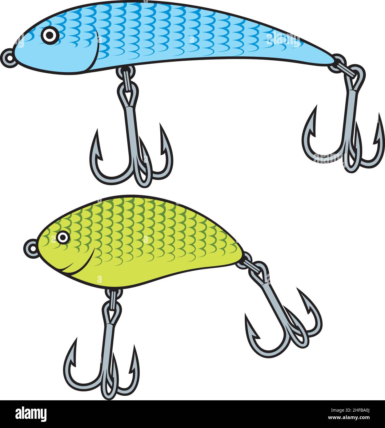 Set of fishing wobbler. Vector illustration. Stock Vector