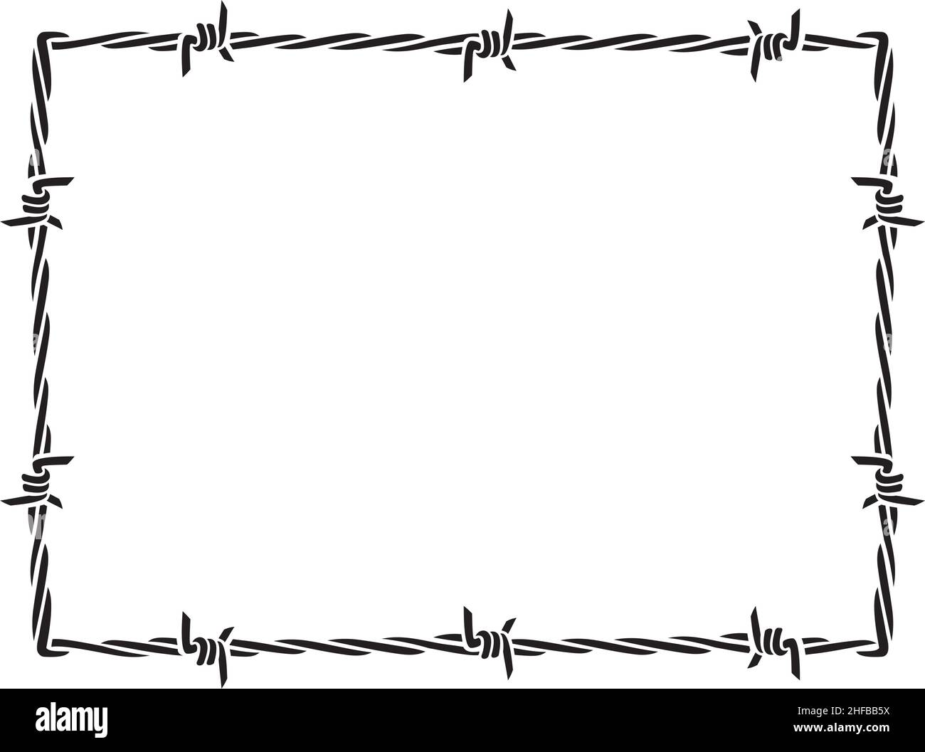 Barbed wire frame (border) vector illustration Stock Vector