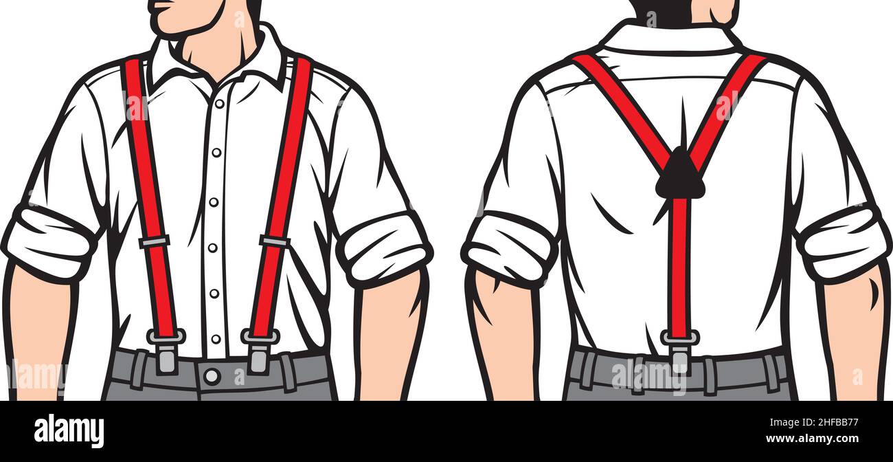 Man with suspenders vector illustration Stock Vector