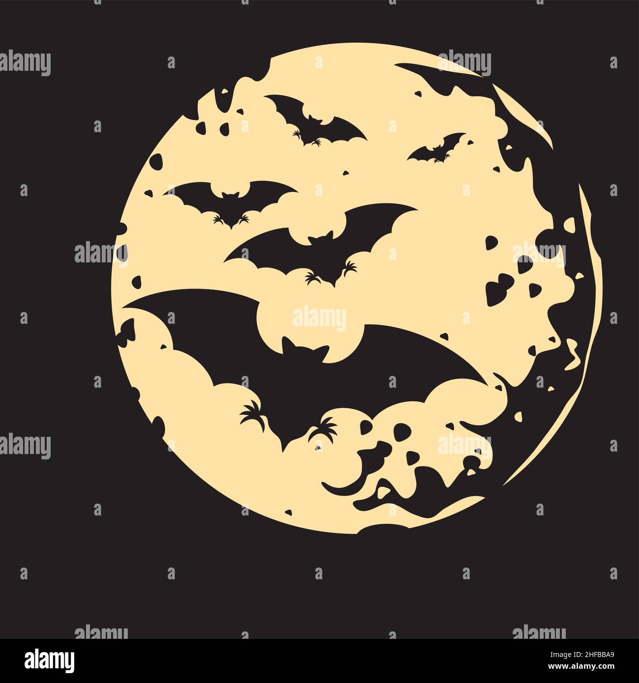 Flight of a bat (illustrations of Halloween night Stock Vector Image ...
