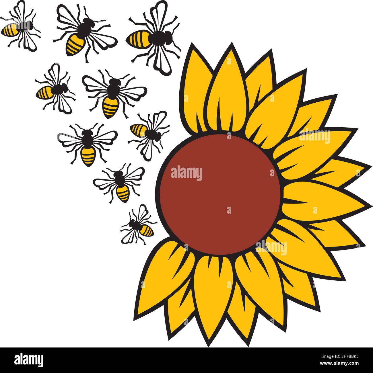 Sunflower on wild field Stock Vector Images - Alamy