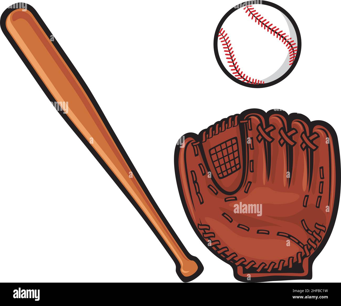 Baseball glove, ball and bat vector illustration Stock Vector Image & Art Alamy