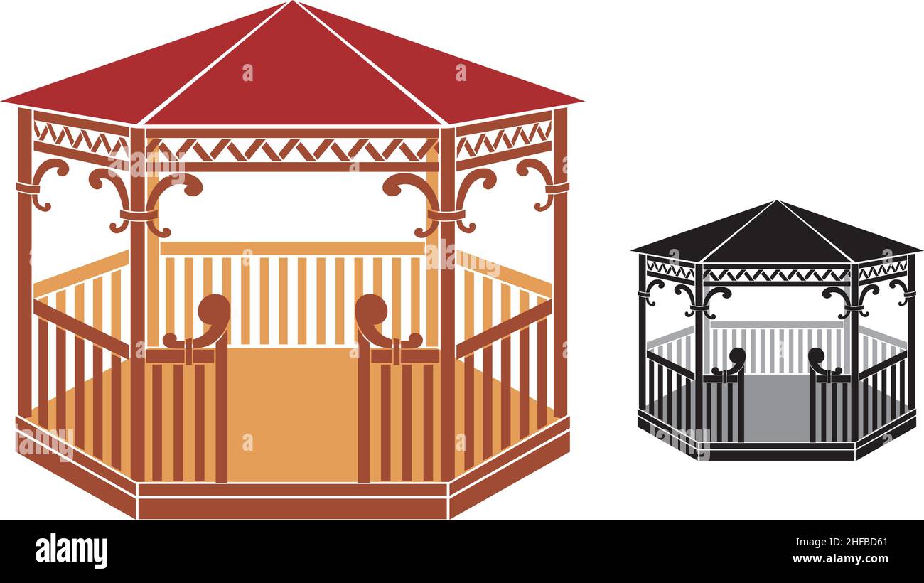 Wooden gazebo vector illustration Stock Vector Image & Art Alamy