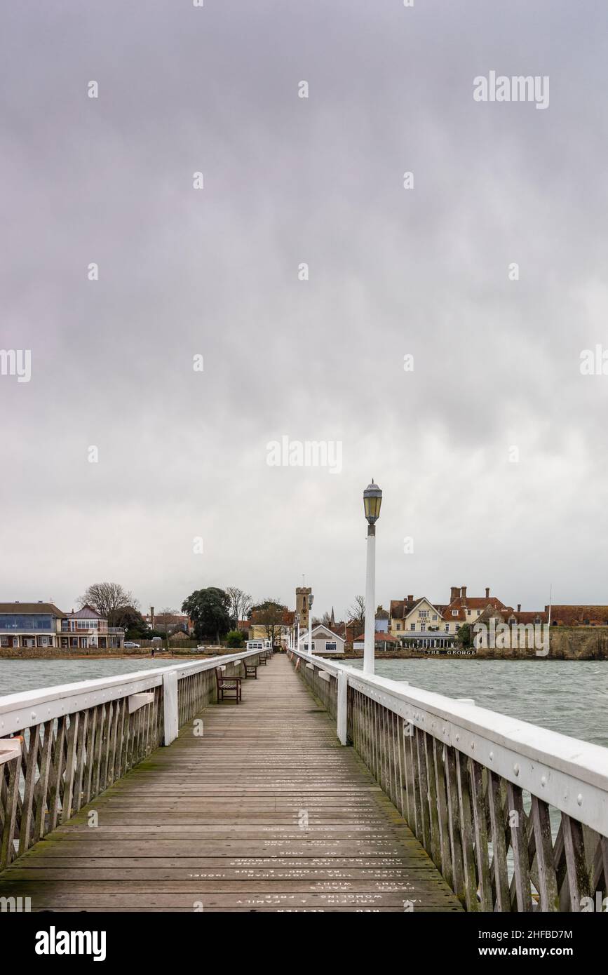Yarmouth Pier, a Victorian pleasure pier in Yarmouth on the Isle of Wight, Hampshire, England, UK Stock Photo