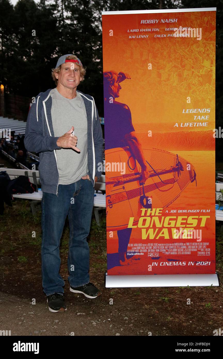 Robby Naish attending'The Longest Wave' Berlin Premiere at the Freiluftkino Rehberge on July 07, 2021 in Berlin. Stock Photo