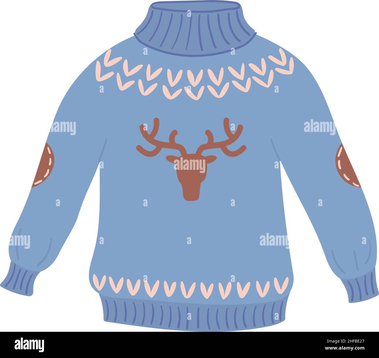 Knitted sweater with deer. Vector illustration in a flat style Stock ...