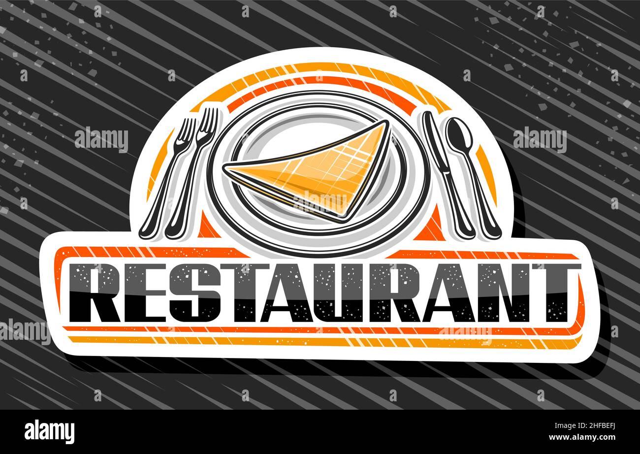 Vector logo for Restaurant, white decorative sign board with