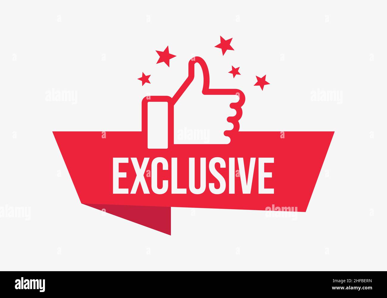 Red vector exclusive banner with thumbs up Stock Vector Image & Art - Alamy