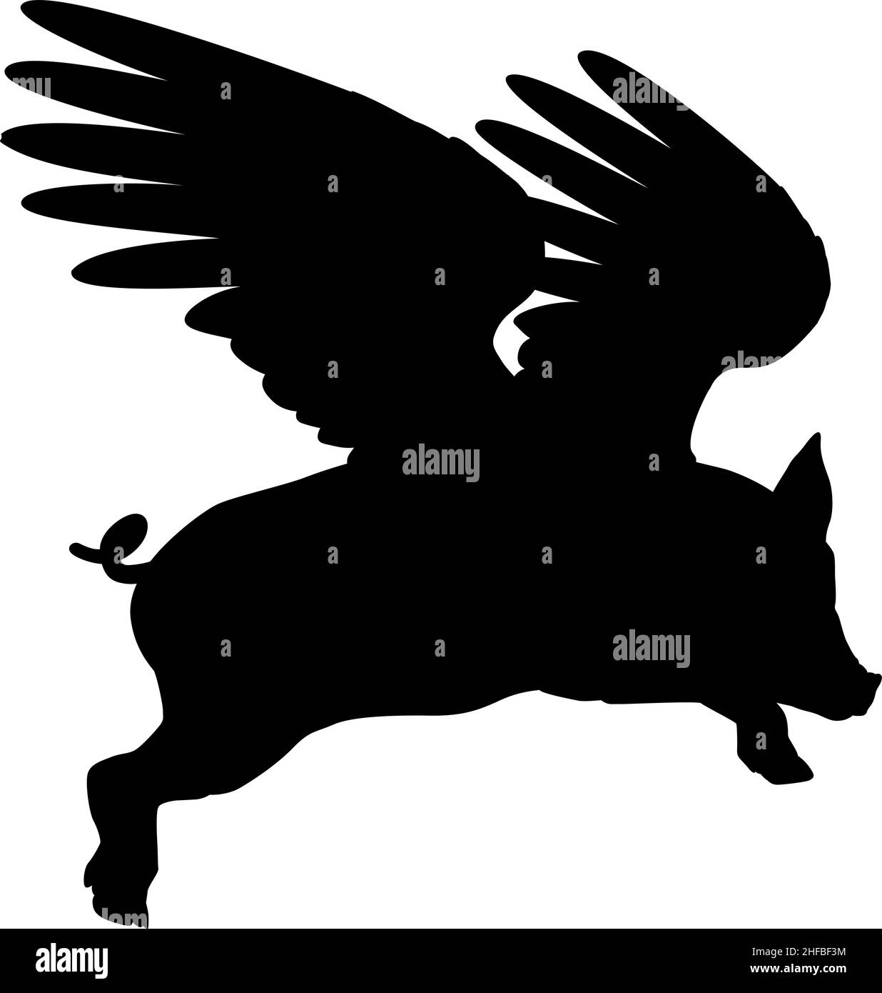 Flying Pig Wings Silhouette Saying Pigs Might Fly Stock Vector