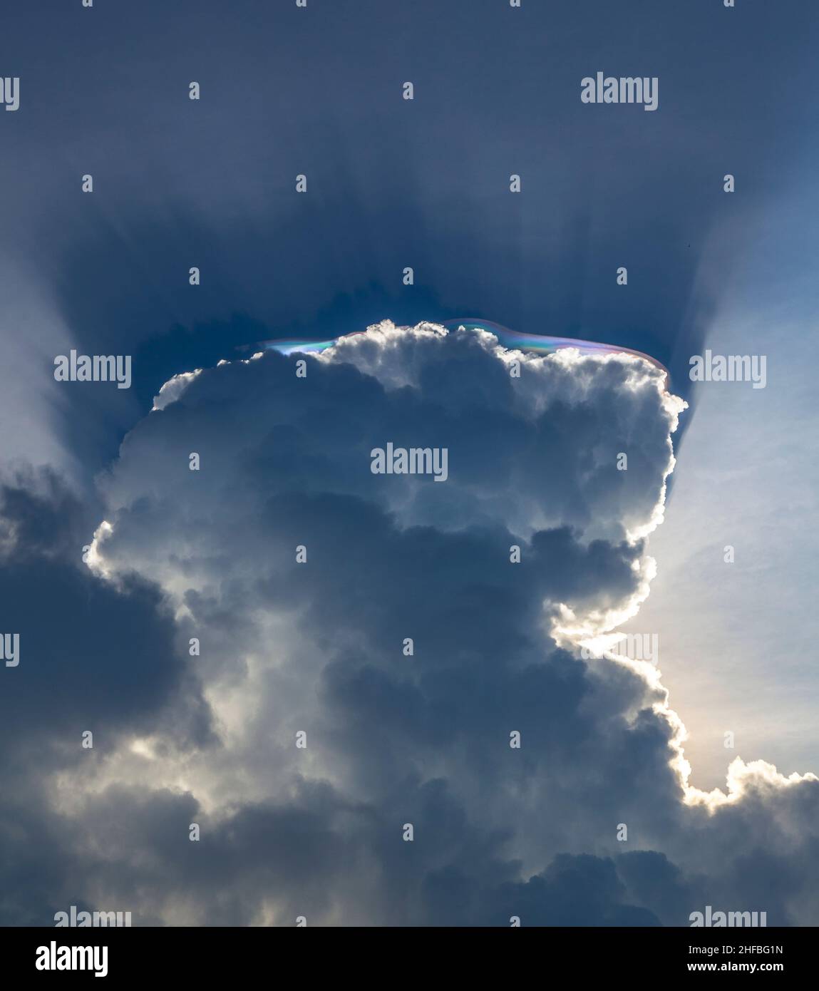 beautiful sky with clouds and colorful prisma light reflections Stock