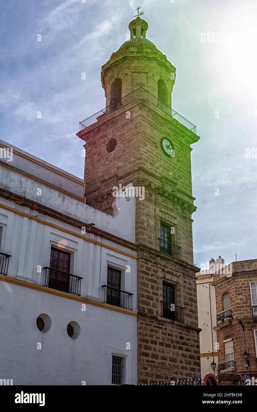 Azulejo y convento de Santo Domingo en Cádiz Stock Photo