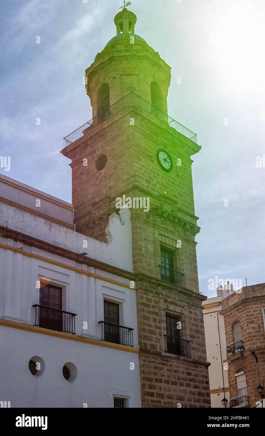 Azulejo y convento de Santo Domingo en Cádiz Stock Photo