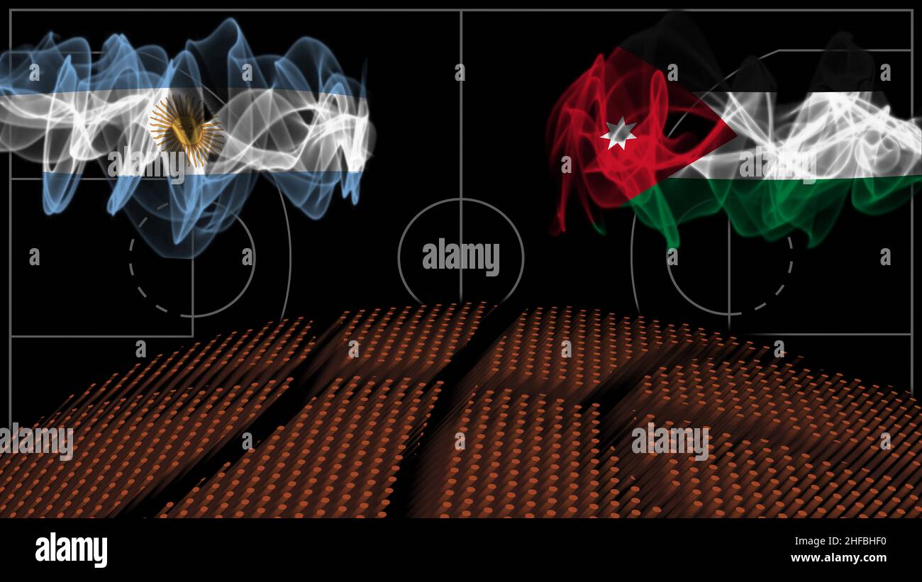 Argentina vs Jordan Basketball Match, smoke flag, Sport game Stock