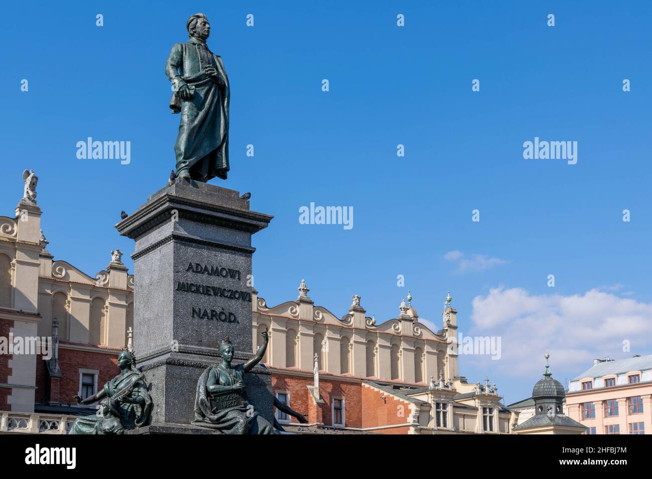 Adam Mickiewicz Monument. Bronze statue in Kraków's Main Market Square