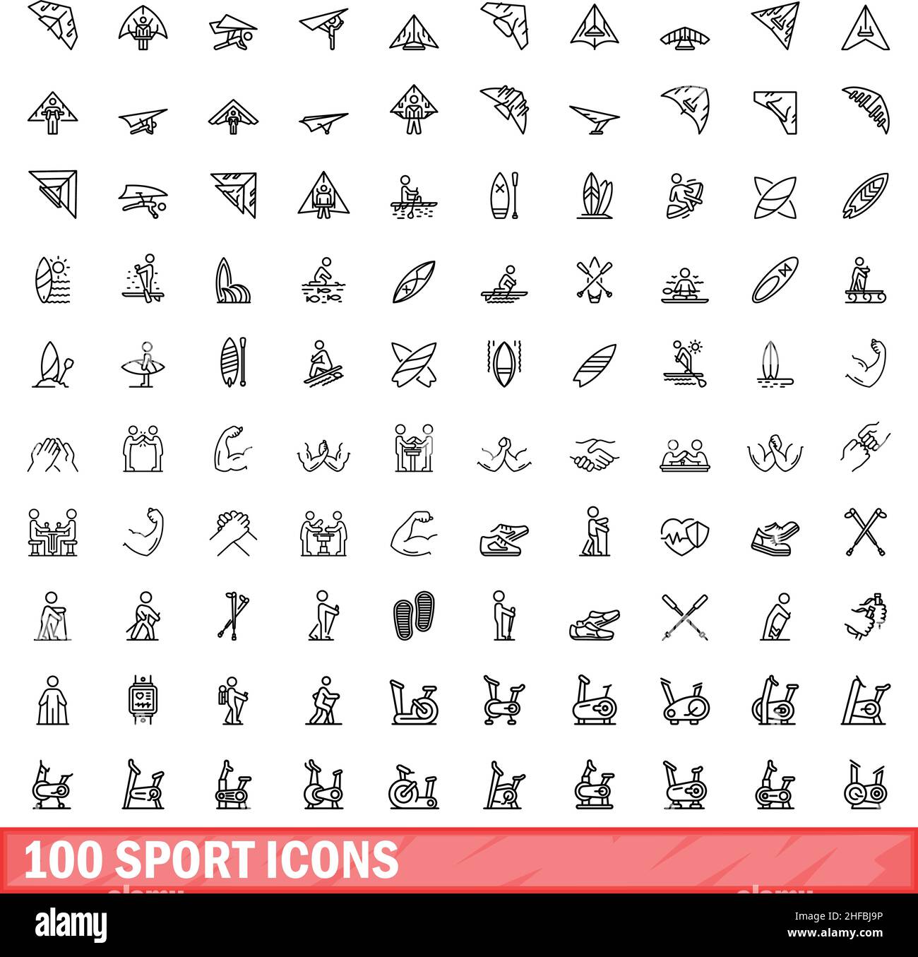 100 sport icons set. Outline illustration of 100 sport icons vector set ...