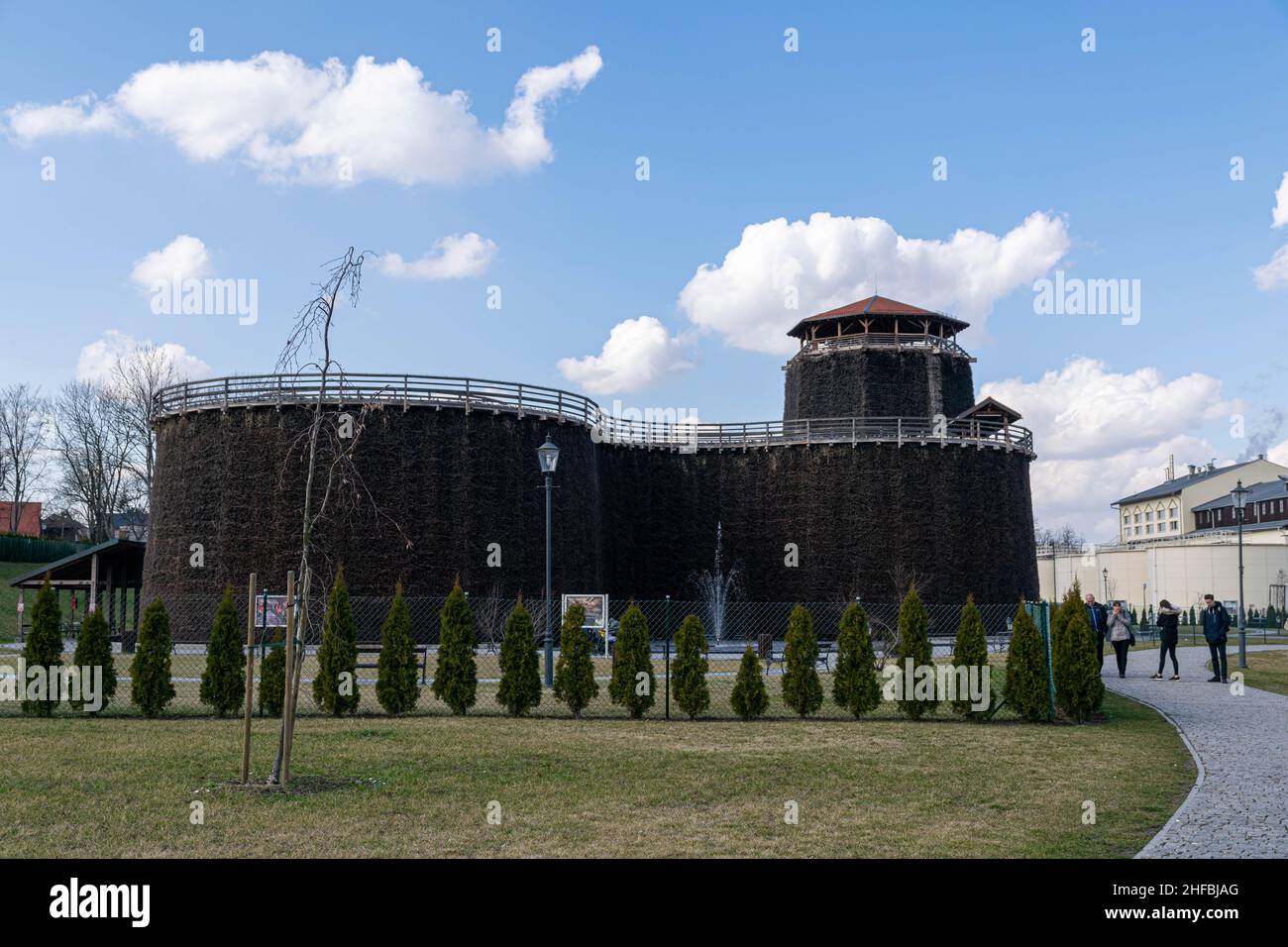 Cracow, Poland - 12th March 2020: Graduation tower at Wieliczka Salt Mine, used to produce salt by removing water from a saline solution by evaporatio Stock Photo
