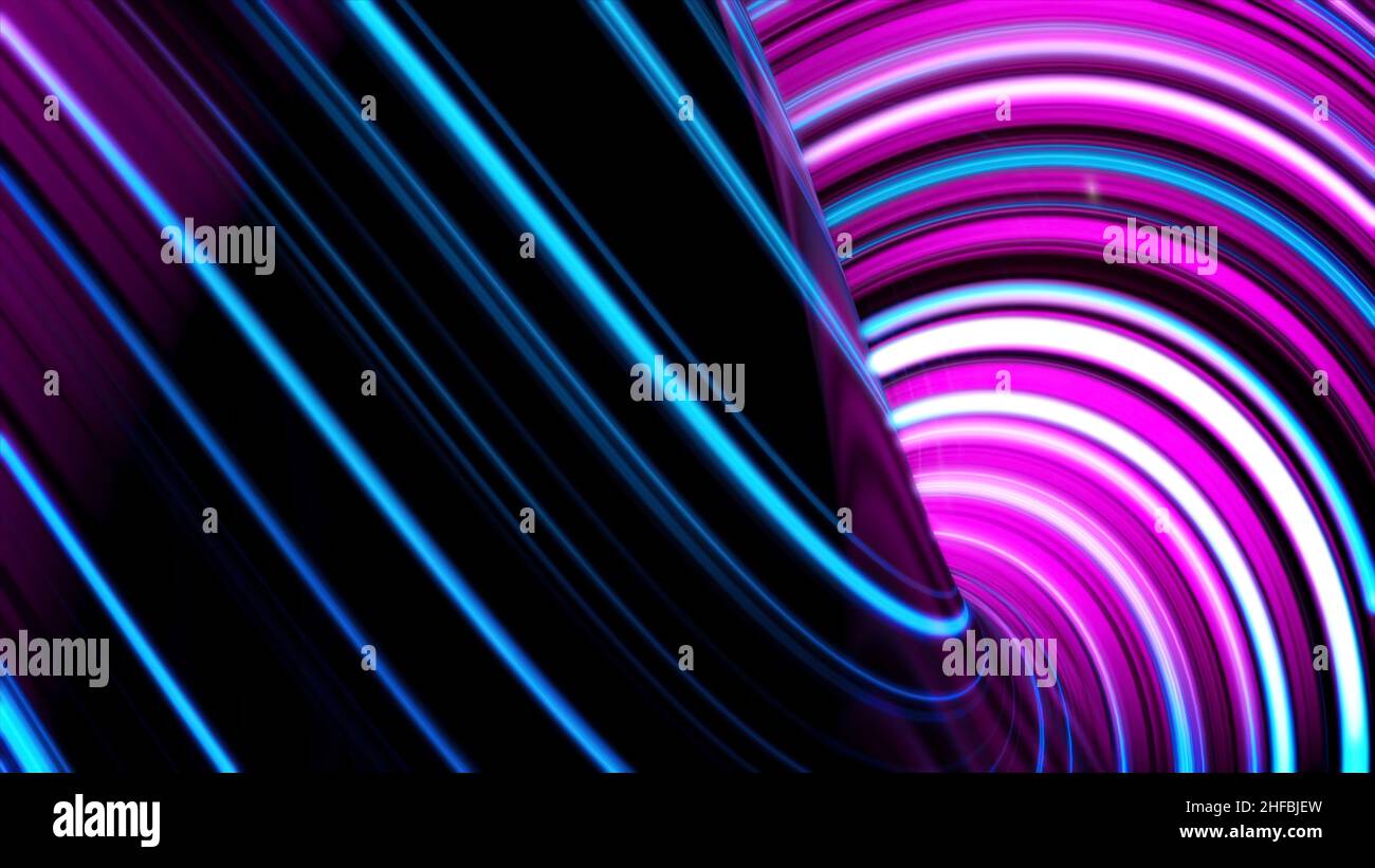 Abstract animated violet motion background of spinning spheres with ...