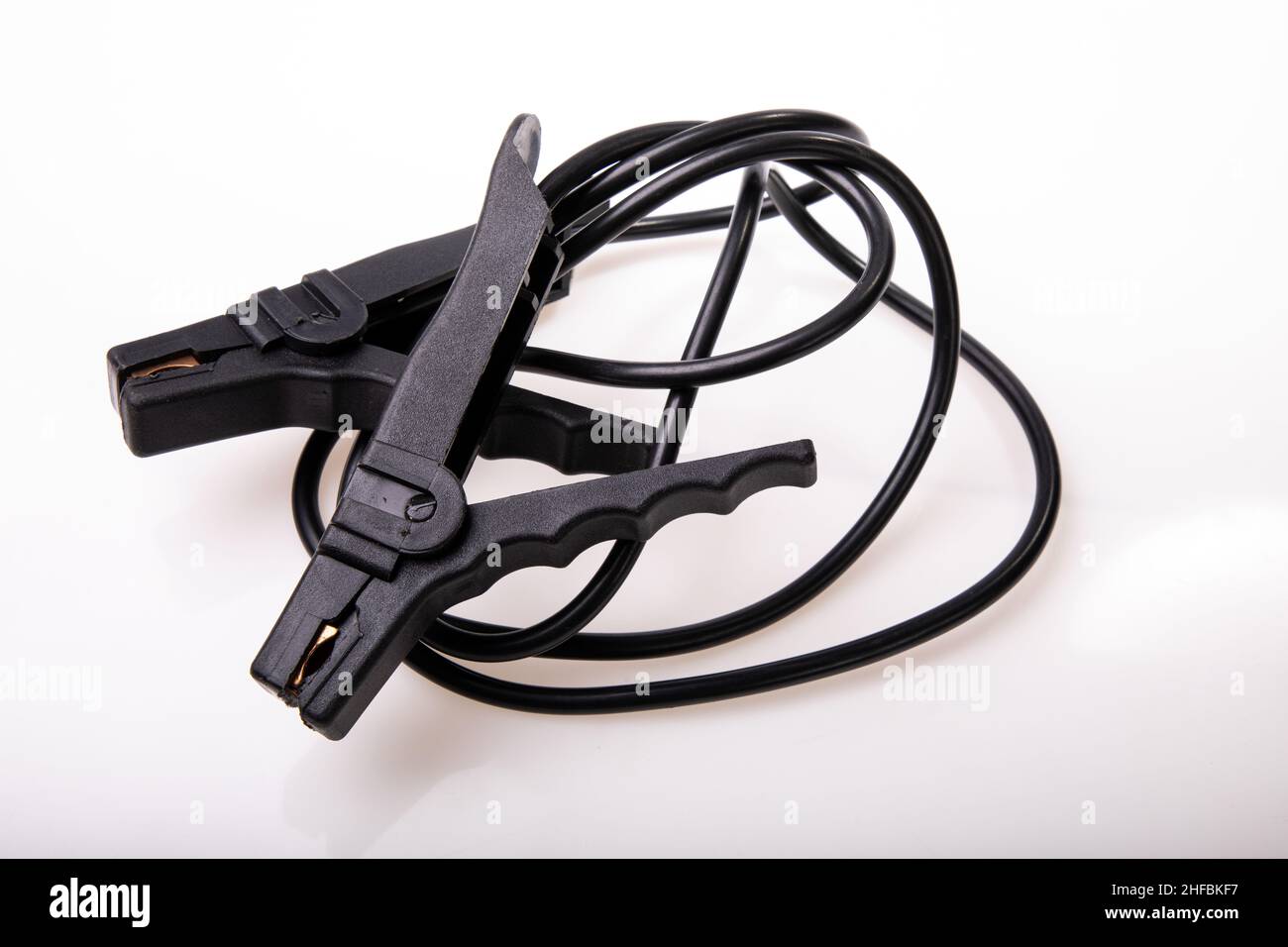 jumper cables for a car on a isolated white background Stock Photo Alamy