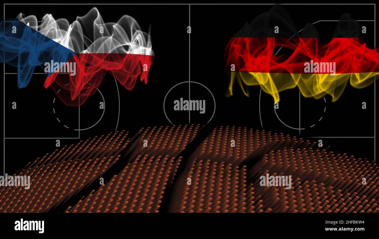 Czech Republic vs Germany Basketball, smoke flag, Sport game Stock