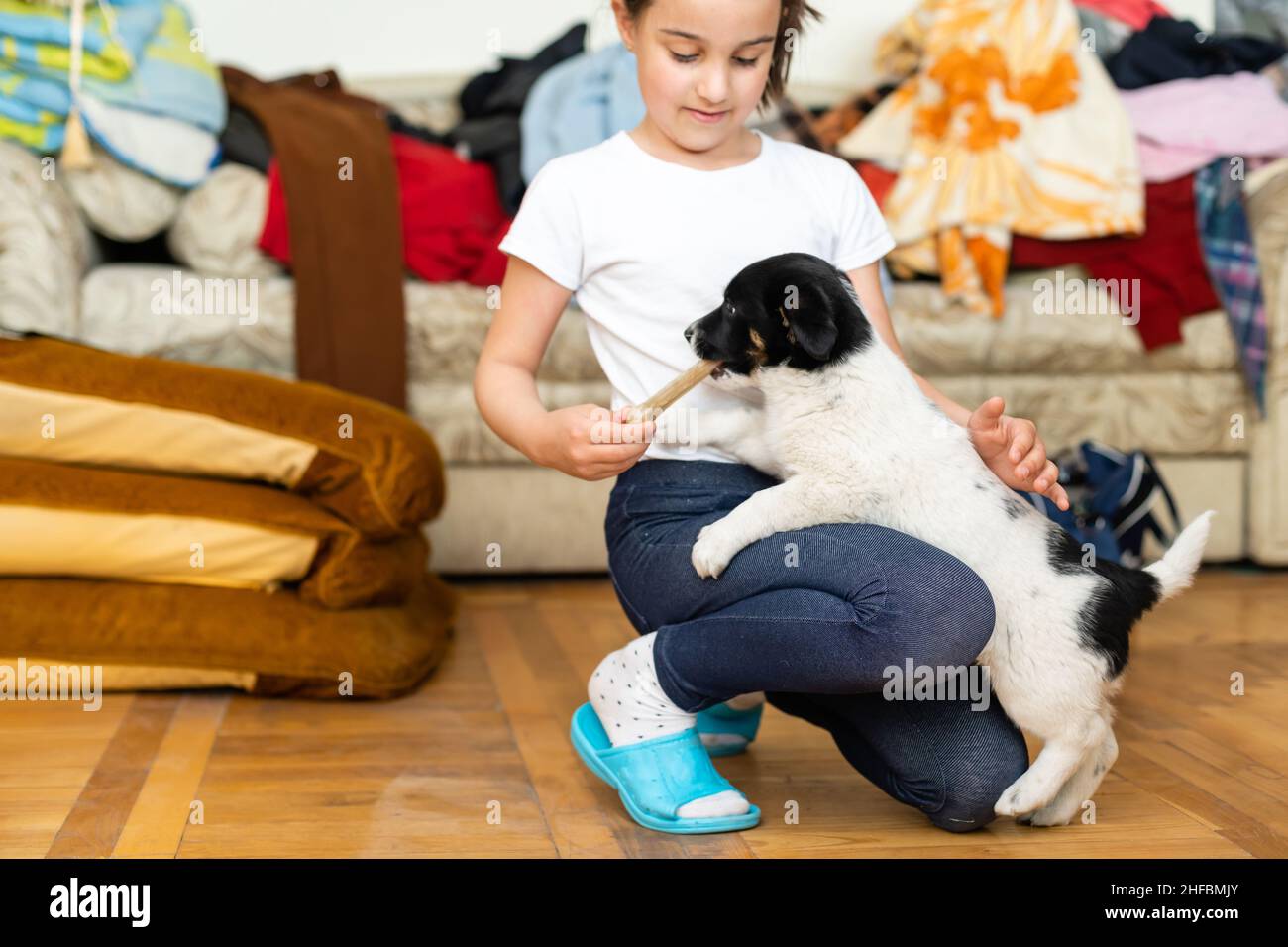 Portrait of little girl having good time in summer environment Stock ...
