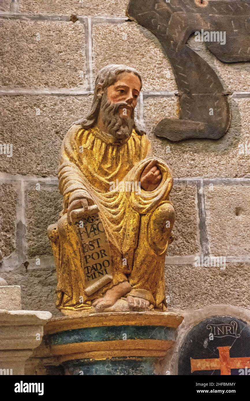 Imagen del Apostol Judas Tadeo en la puerta Santa de la Catedral de Santiago de Compostela, Galicia Stock Photo