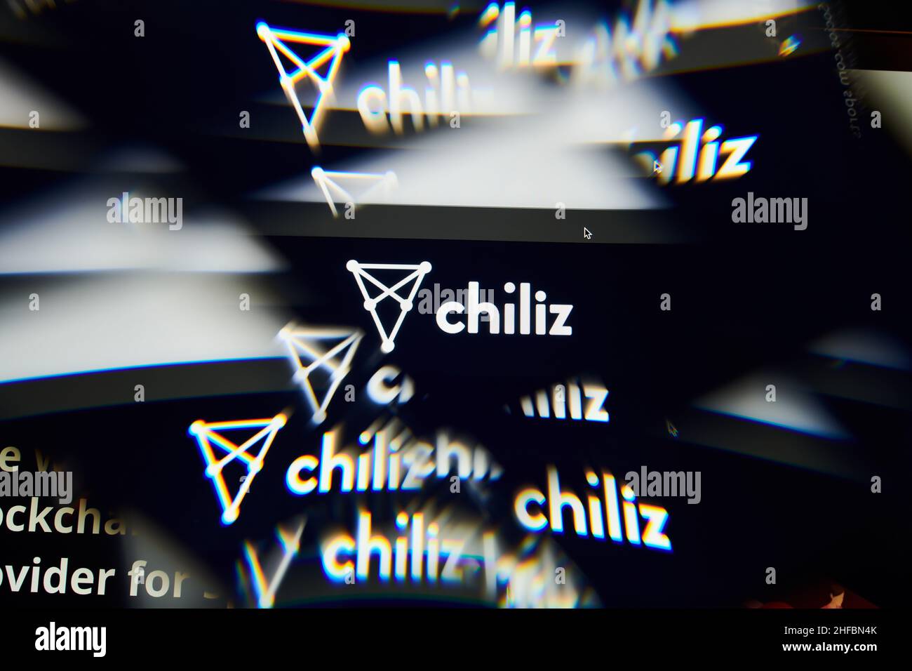 Milan, Italy - January 11, 2022: chiliz - CHZ logo on laptop screen seen  through an optical prism. Dynamic and unique image form chiliz, CHZ coin  webs Stock Photo - Alamy