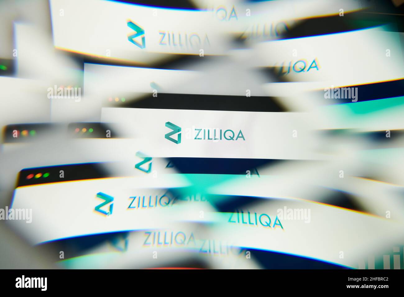 Milan, Italy - January 11, 2022: zilliqa - ZIL logo on laptop screen ...