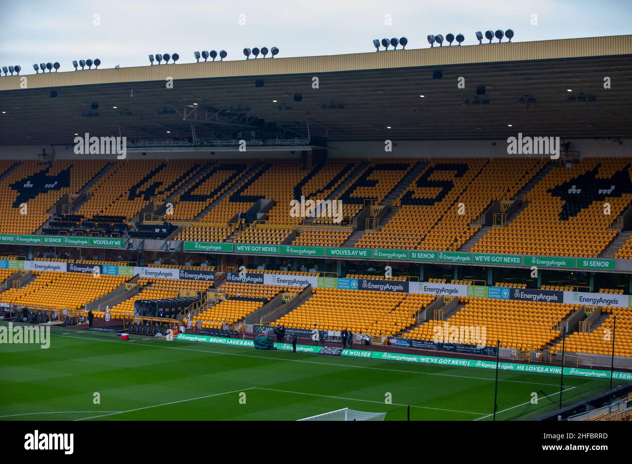 Wolverhampton, UK. 15th Jan, 2022. 15th January 2022: Molineux Stadium, Wolverhampton, West Midlands, England; Premier league football, Wolverhampton Wanderers versus Southampton ; The Billy Wright Stand at Molineux prior to the match against Southamption Credit: Action Plus Sports Images/Alamy Live News Stock Photo