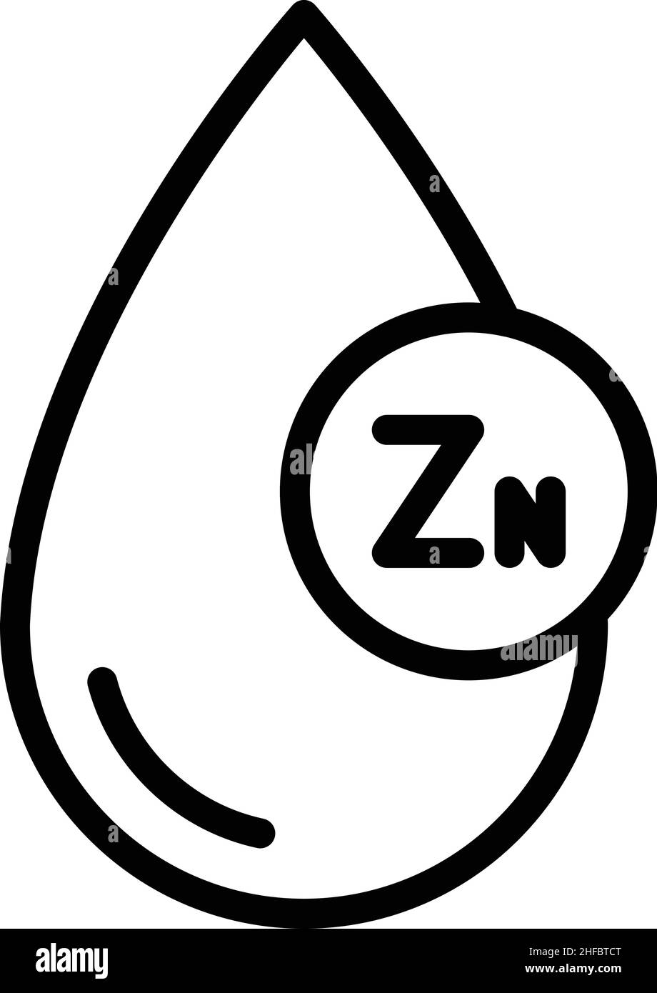 Zn drop icon outline vector. Zinc vitamin. Chemical mineral Stock Vector