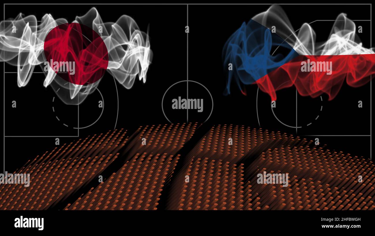 Japan vs Czech Republic Basketball, smoke flag, Sport game Stock Photo