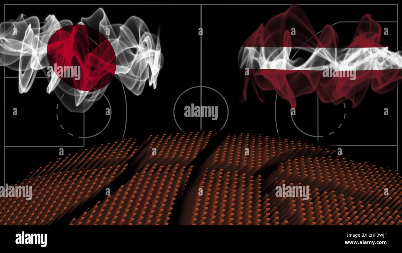 Japan vs Latvia Basketball, smoke flag, Sport game Stock Photo Alamy