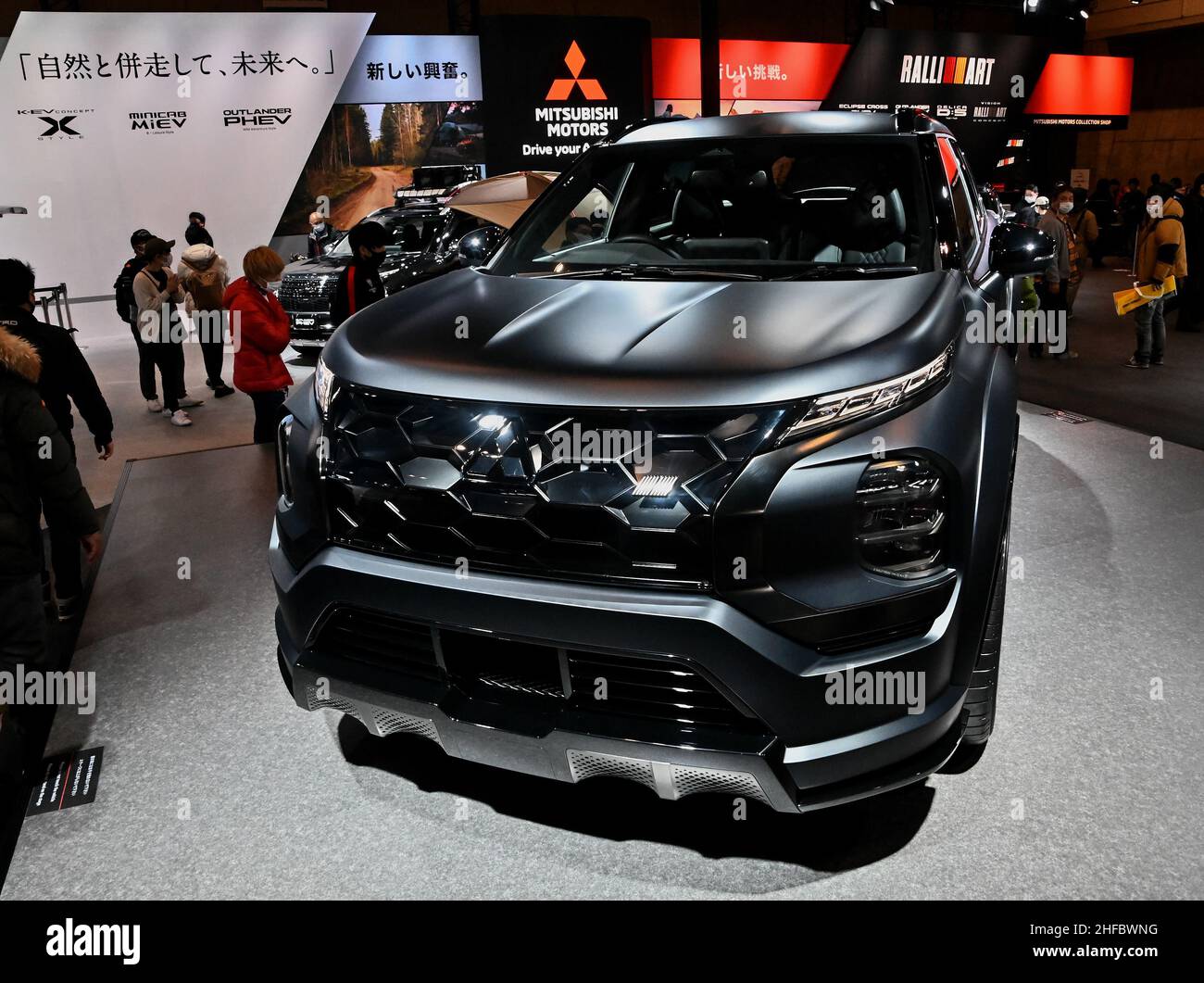 Chiba, Japan. 15th Jan, 2022. Mitsubishi Motors 'Vision Ralliart Concept' is seen displayed during the 'Tokyo Auto Salon 2022' at Makuhari messe in Chiba-Prefecture, Japan on Saturday, January 15, 2022. About 366 automakers and auto parts makers appeal their latest products at a three-day custom cars and racing cars exhibition in this event. Photo by Keizo Mori/UPI Credit: UPI/Alamy Live News Stock Photo