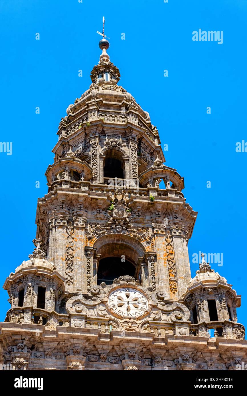 Torre de Berenguela o Torre del reloj en la catedral de Santiago de Compostela, España Stock Photo