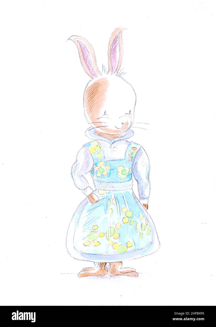 Mummy Catching Rabbit Children's illustration of a mummy bunny rabbit in her apron Stock ...