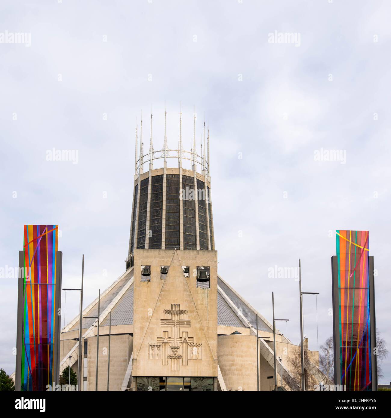 Liverpool Metropolitan Cathedral, locally nicknamed Paddy's Wigwam, is the seat of the Archbishop of Liverpool and the mother church of the Roman Cath Stock Photo