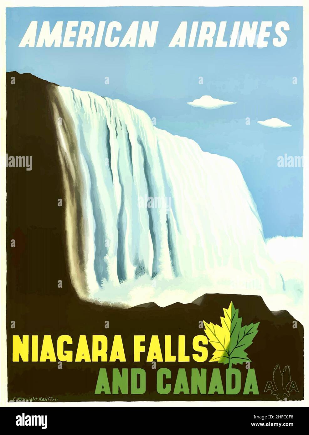 American Airlines - Niagara Falls and Canada travel poster. Stock Photo