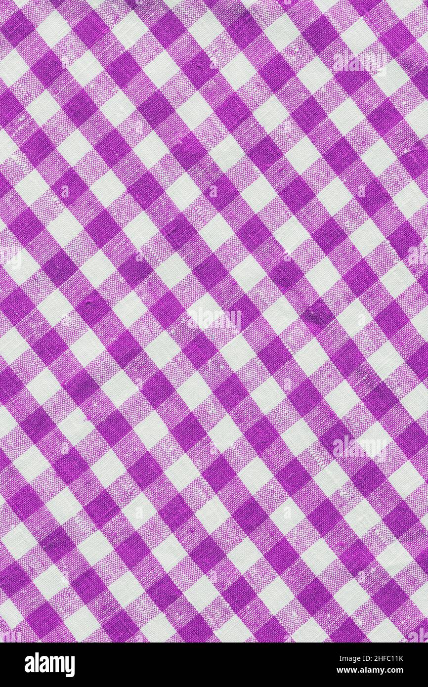 Magenta Print Scottish Square Cloth. Gingham Pattern Tartan Checked Plaids. Pastel Backgrounds For Tablecloths, Dresses, Skirts, Napkins, Textile Stock Photo