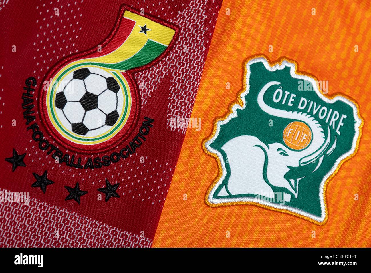 Close up of National Football team kit. Stock Photo
