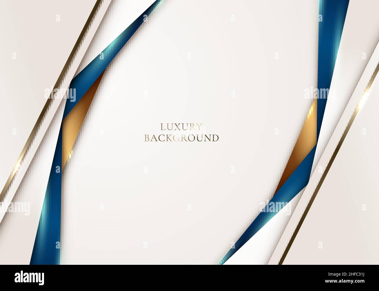3D modern luxury template design white, blue stripes and golden line ...