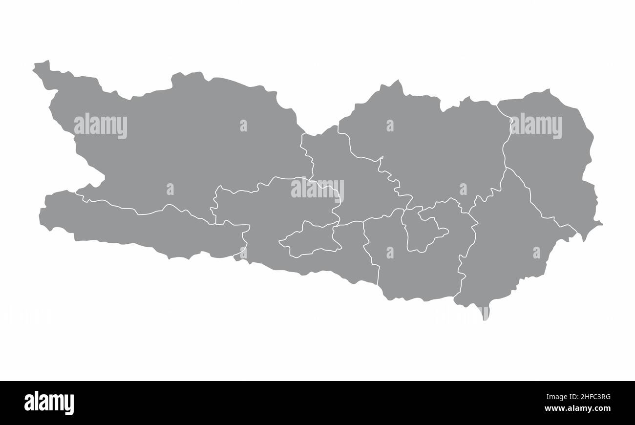 Carinthia state administrative map isolated on white background, Austria Stock Vector