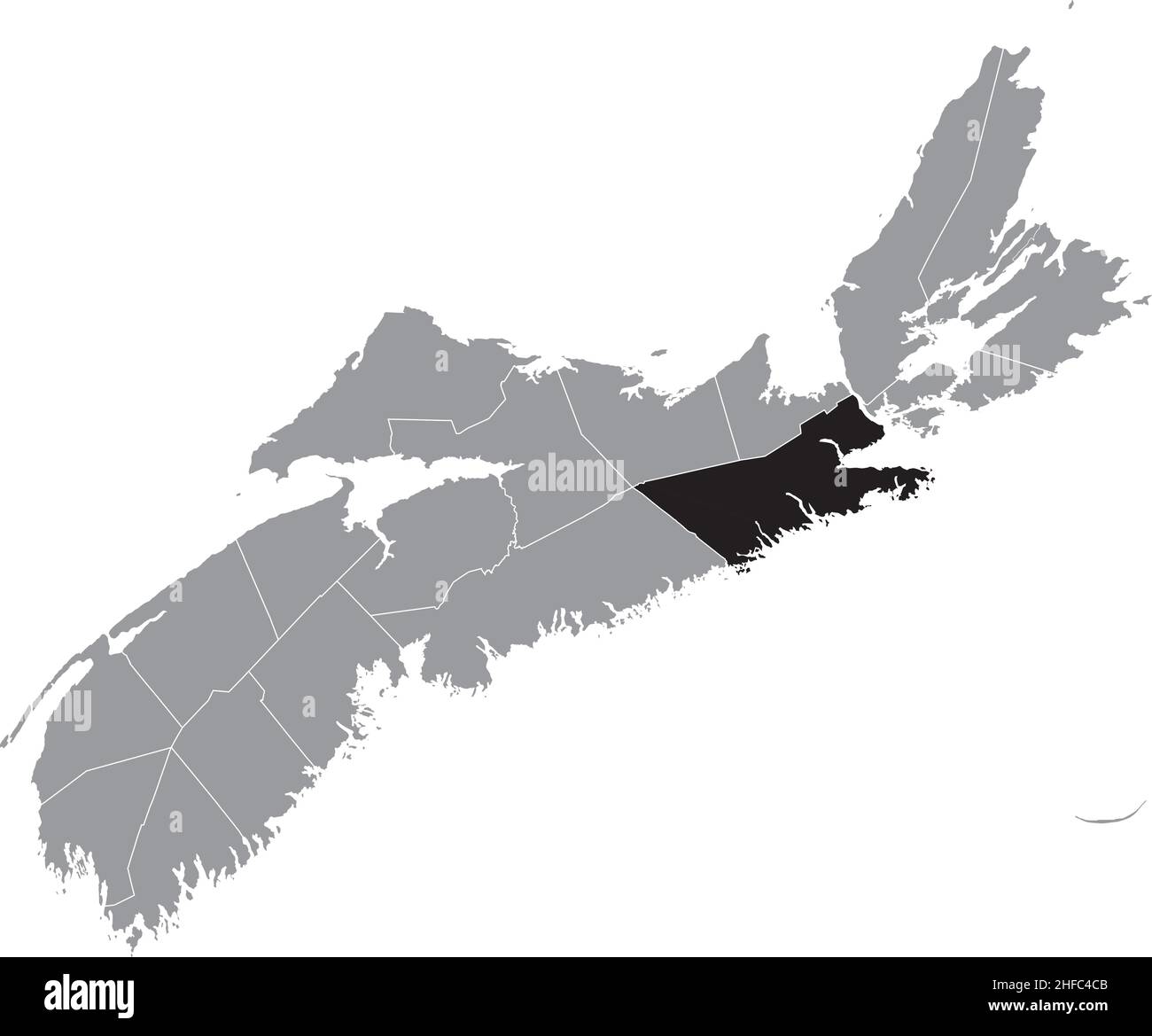 Black flat blank highlighted location map of the GUYSBOROUGH COUNTY