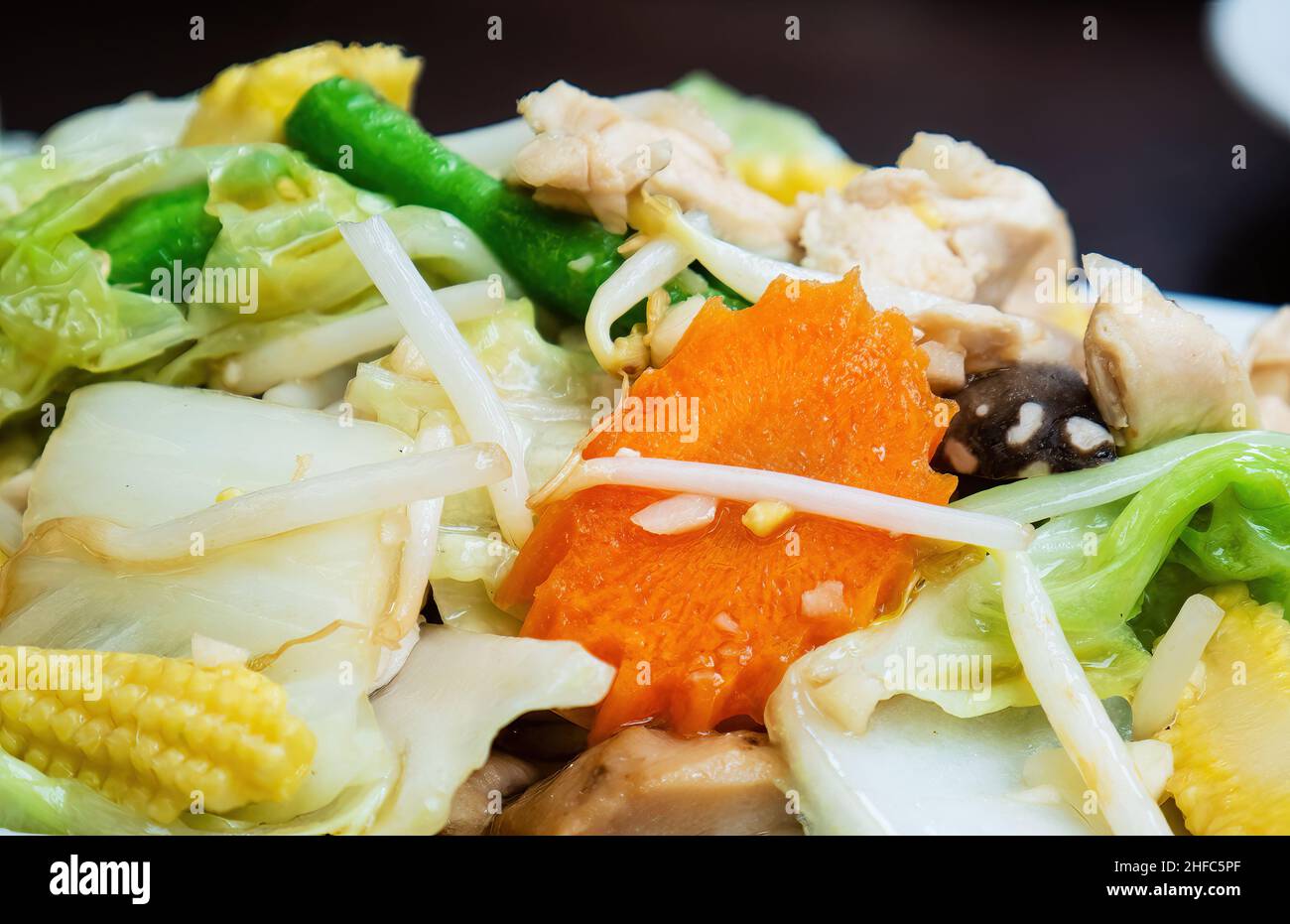 Pad Pak Ruam Mitr, the classic Thai vegetable dish, stir fried mixed