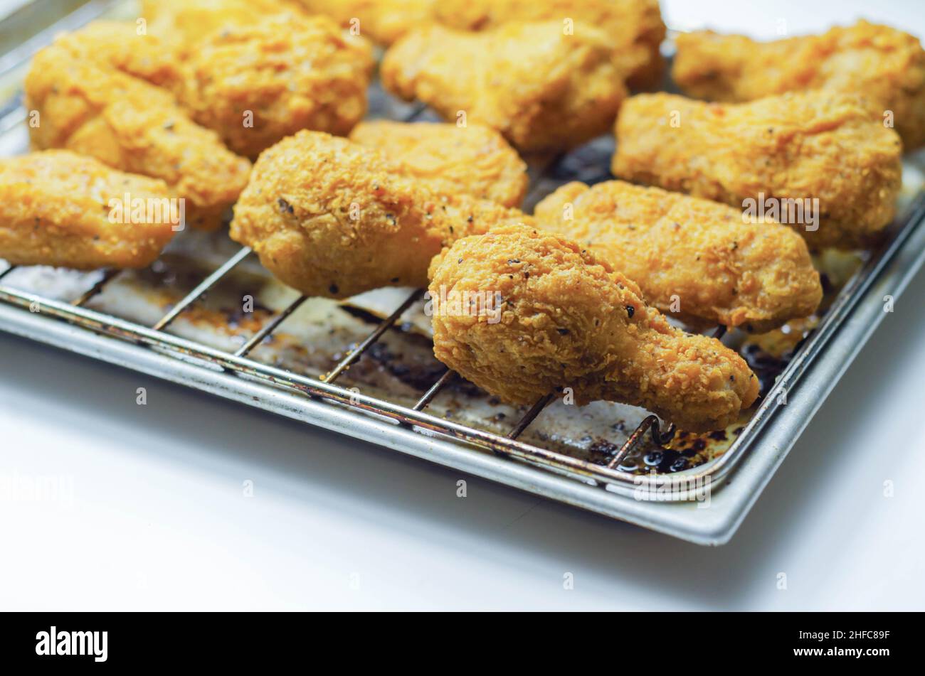 Southern crispy battered fried chicken wings, deep-fried chicken wings ...