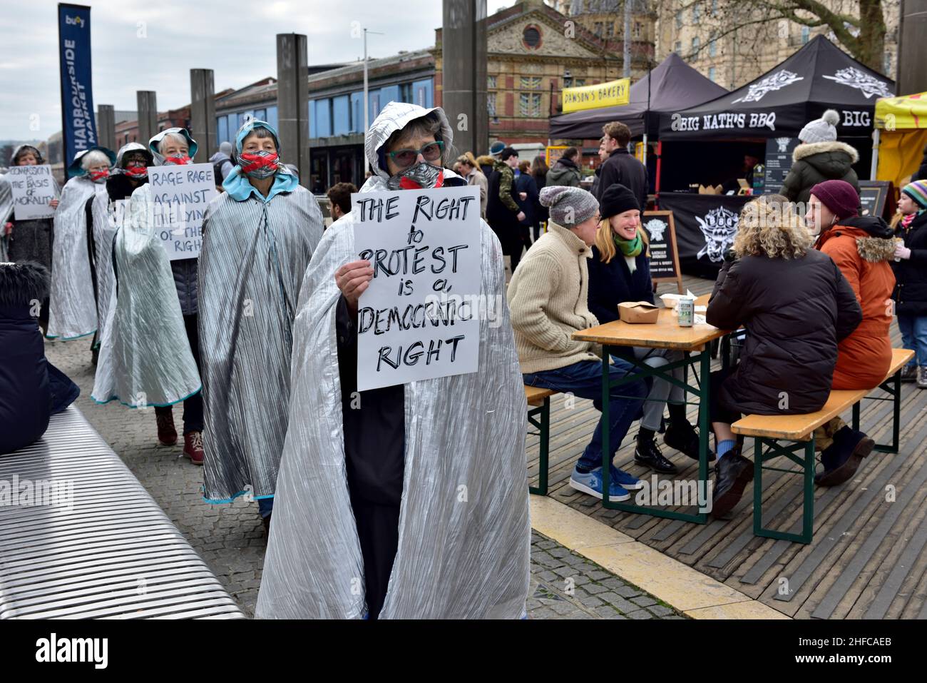 'Kill the Bill' protests against parliamentary bill to put some controls on disruptive protesting Bristol College Green and city centre  15 January 20 Stock Photo