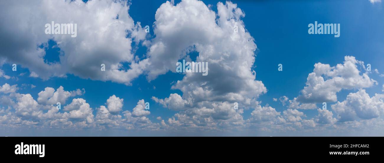 Panorama of blue sky with white clouds Stock Photo - Alamy