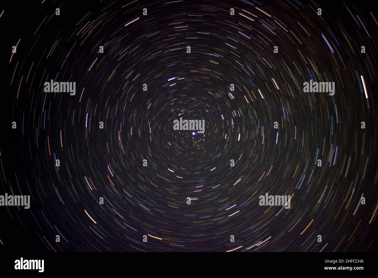 The total time interval of star trails in the night sky. Polar star