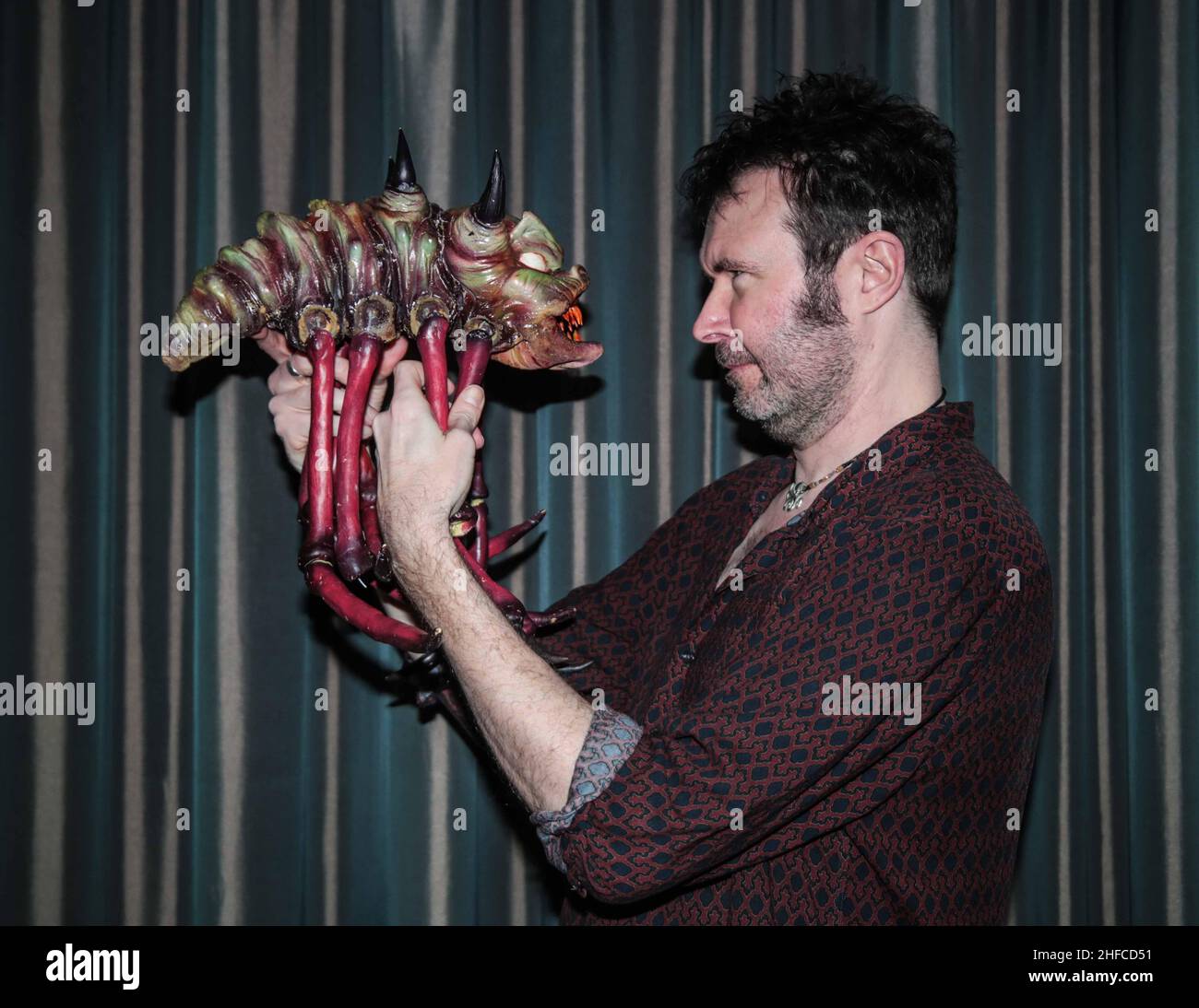 Southend, Essex ,UK  15 Jan 2022 Pat Higgins film director, writer, producer and owner of independent production company Jinx Media Ltd. At the Horror-on-Sea - independent horror film festival in Southend with his Spider Devils  of the film Angry Nazi Zombie (2012) Paul Quezada-Neiman/Alamy Live News Stock Photo